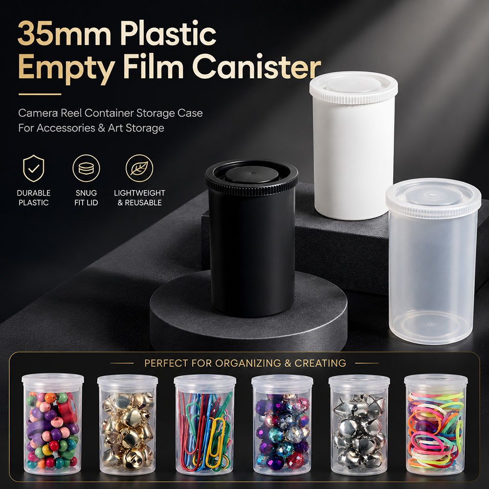 Reel Case - 10-50pcs 35mm Plastic Empty Black/White Bottle